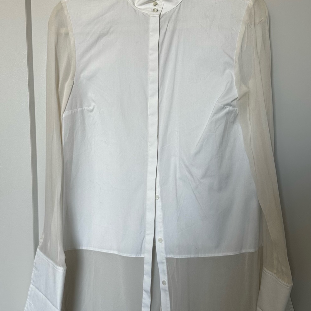 Karl Lagerfeld White Cotton Button Shirt with Care-Label Detail